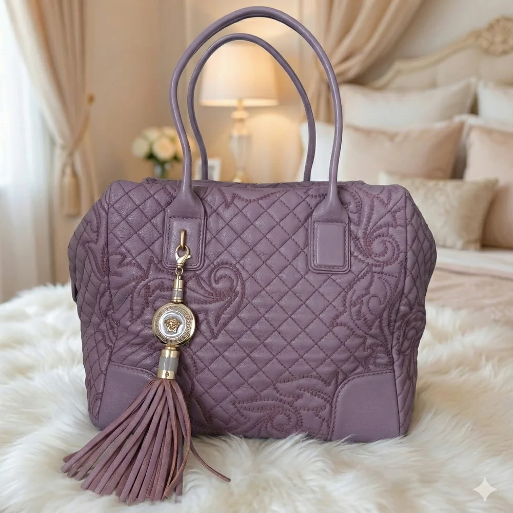 SOLD ✅️GIANNI VERSACE Vanitas Limited Edition Quilted Barocco Bag - PURPLE 💜 - Picture 3 of 17